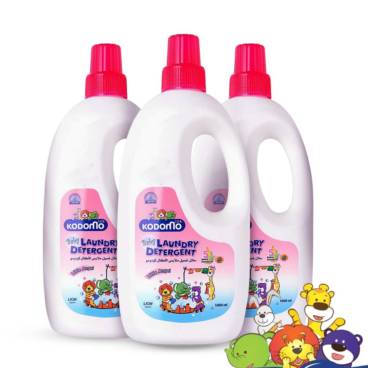Kodomo - Baby Fabric Wash Gentle 1L - Pink - 3Pcs