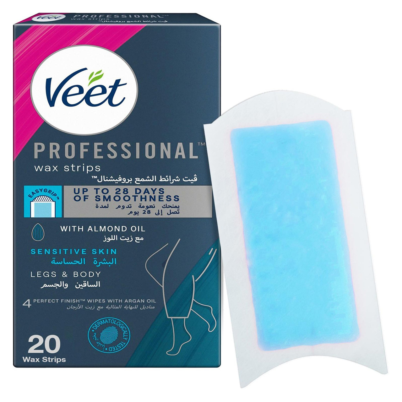 Veet easy gel wax strips body and legs 20 strips Sensetive Skin