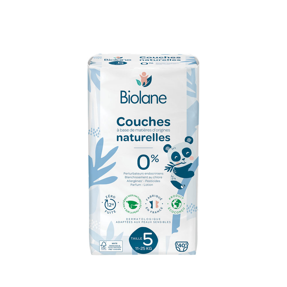 Biolane - Baby Natural Diapers Size 5 (11-25) Kg - 40 pcs