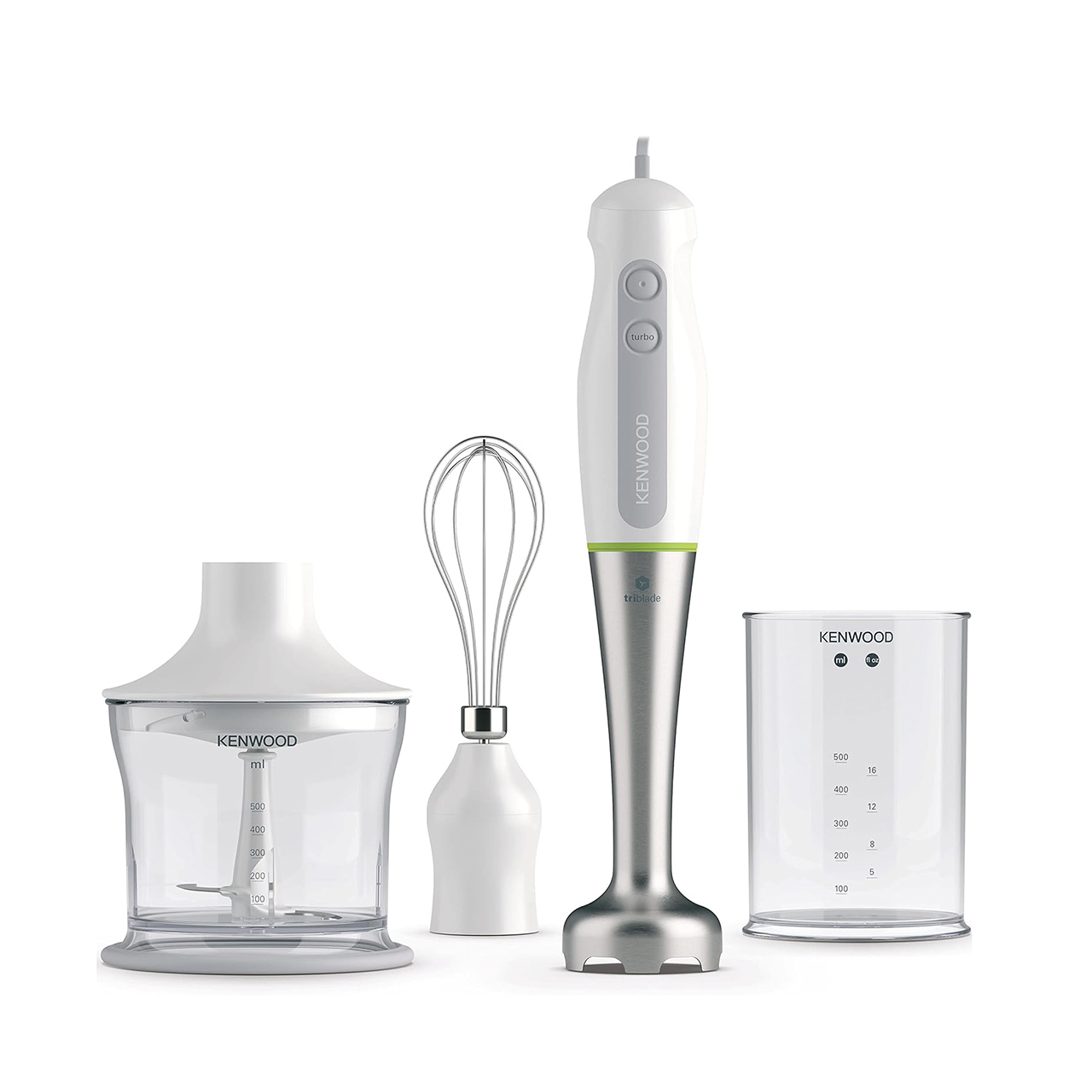 Kenwood - Triblade Hand Blender - 700W with 500ml Chopper, 500ml Beaker - White
