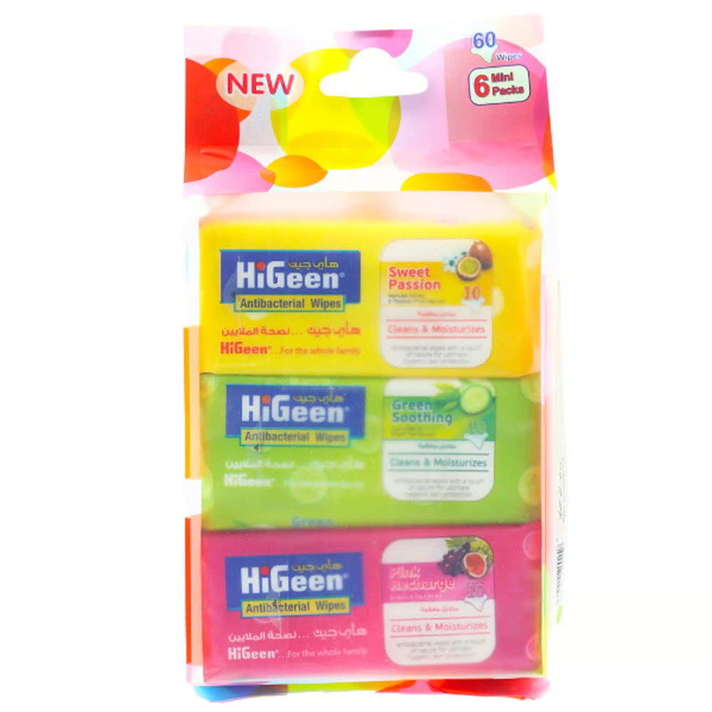 Higeen - Antibacterial Wipes 10 Sheets - 6 pcs