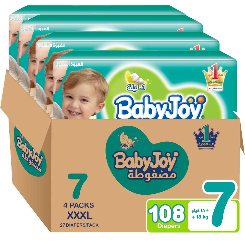 بيبي جوي - مجموعة التوفير حفاضات رقم 7 - (18+ كيلو) - 108 حفاضة