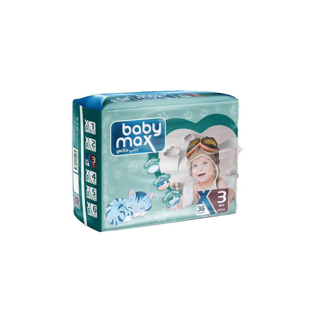 baby max - Number 3 Midi Baby Diapers, 4 - 9 kg- 36 Diapers