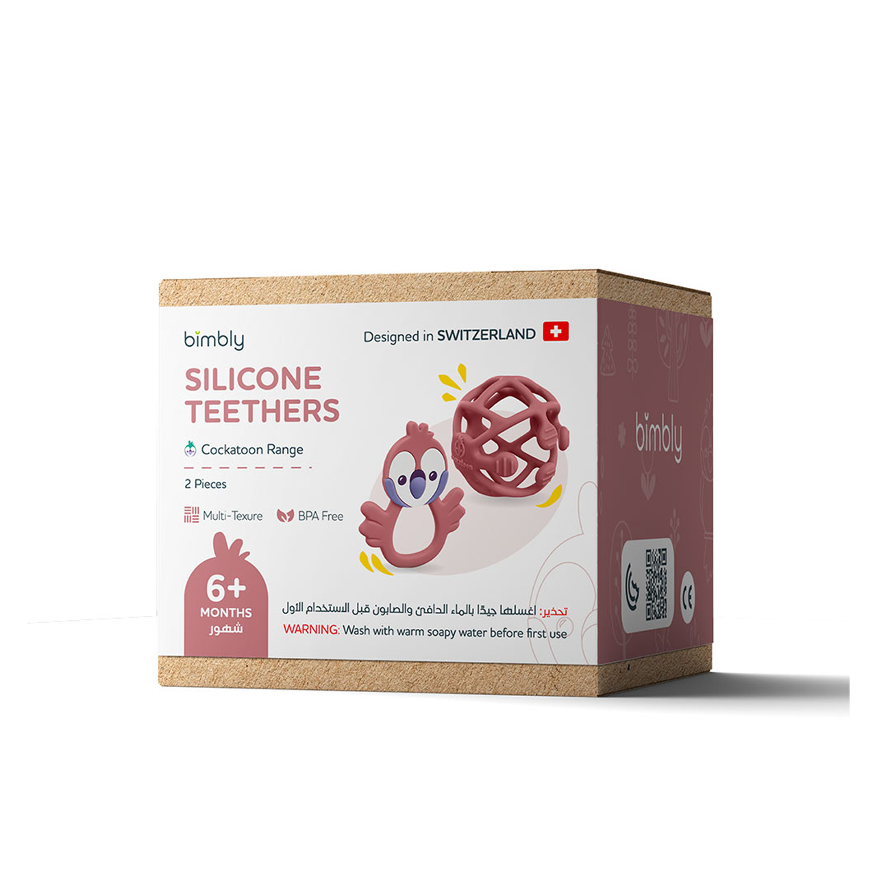 Bimbly - Baby Silicone Teethers Set - Pink- +6m