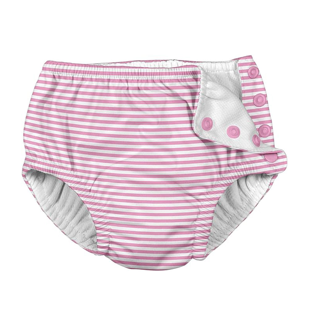 Green Sprouts - Snap Reusable Absorbent Swimsuit Diaper - light pink pinstripe - 24 M