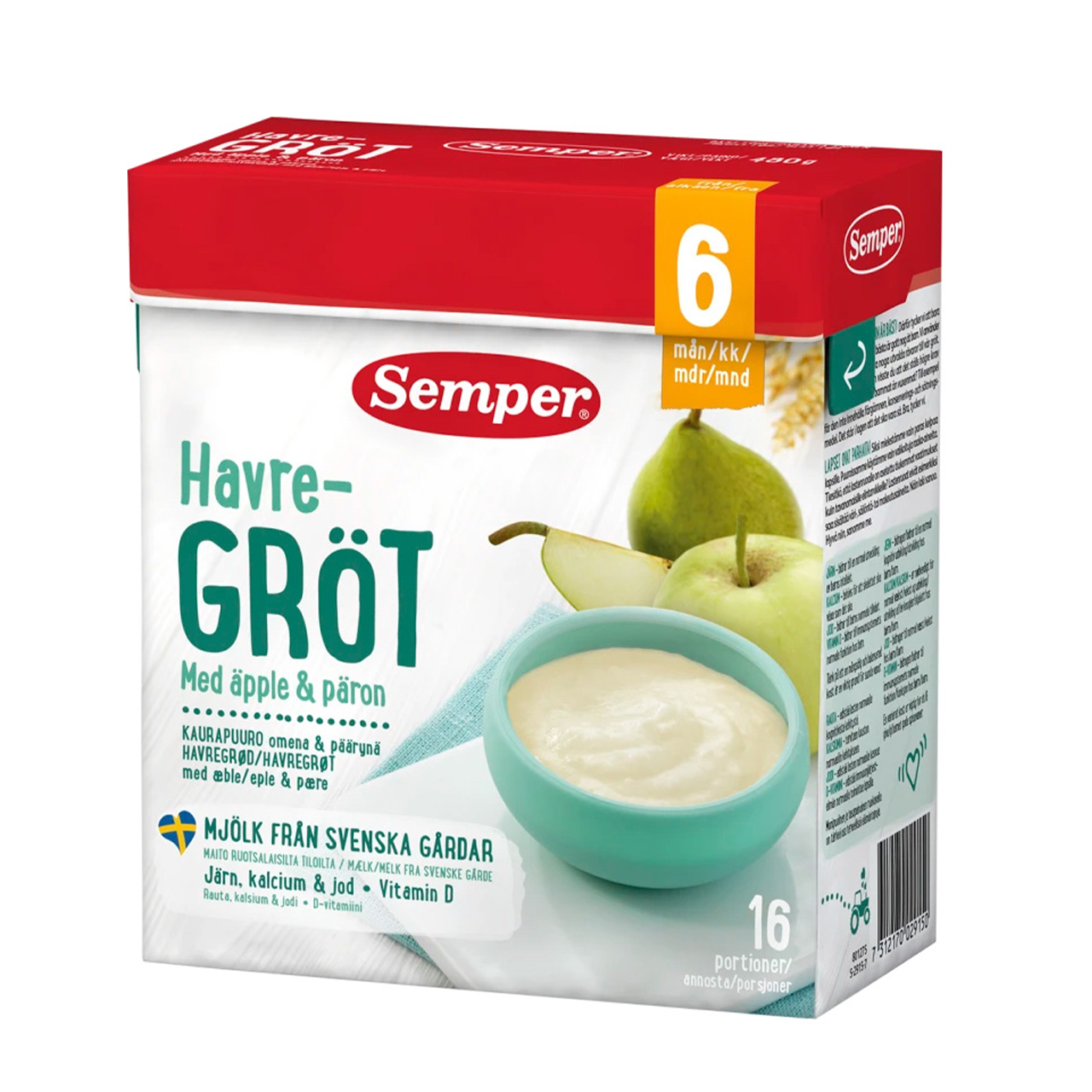 Semper - Havregröt Med Äpple & PÄron 6+ Months