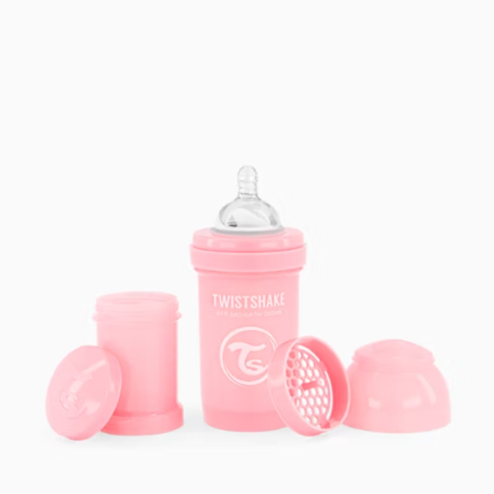 Twistshake - Baby Plastic Bottle 180 ml with Milk Container 100 ml +0 months - Pink