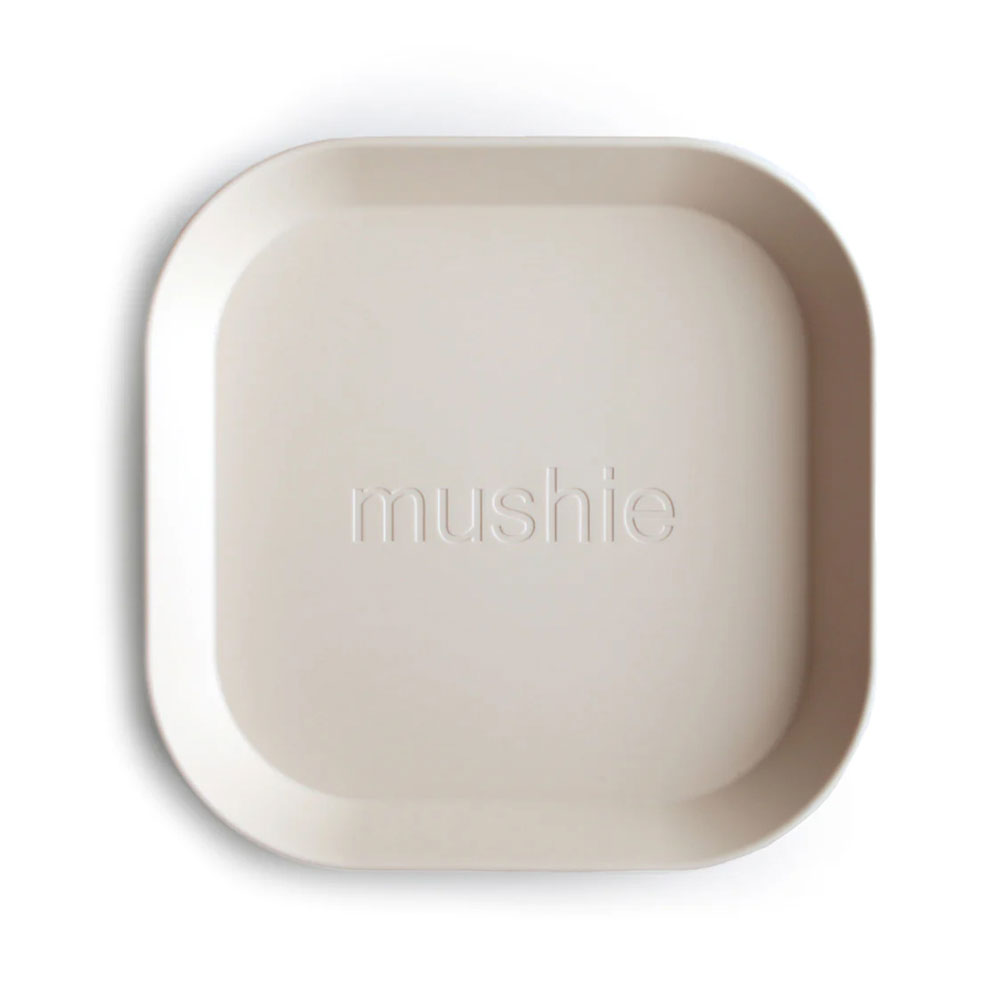 Mushie - ivory Collection - Square Dinnerware Plates - Set of 2