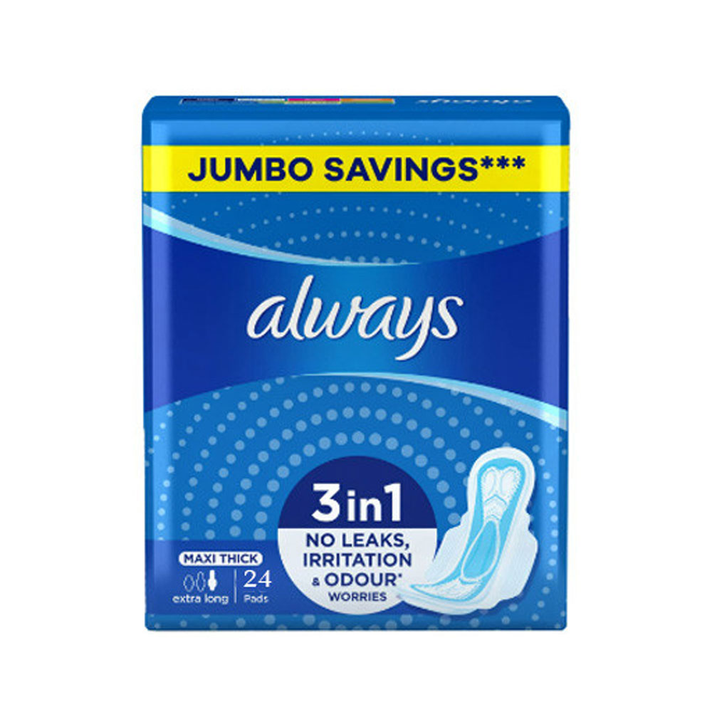 Always - Feminine Pads 3 in 1 - Maxi Thick - Extra Long - 24 Pads