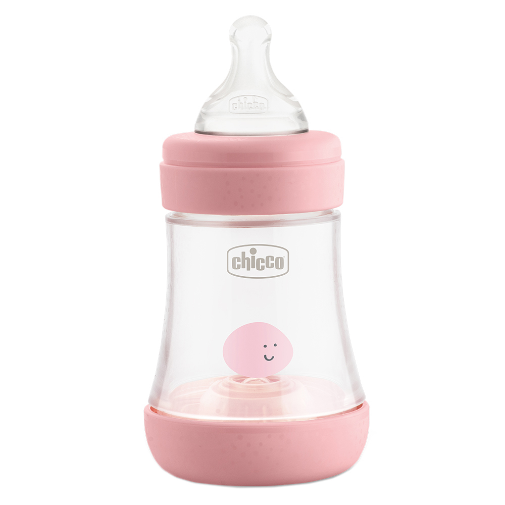 Chicco - Perfect 5 Feeding Bottle150ml Slow Flow Teat 0m+ Pink