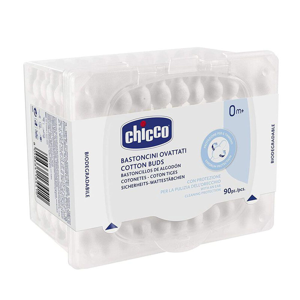 Chicco - Cotton Buds With Eardrum Protection +0 Months - 90 pcs