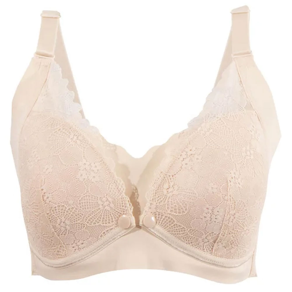 Okus - Pretty Lace Maternity & Nursing Bra - Beige - X Large