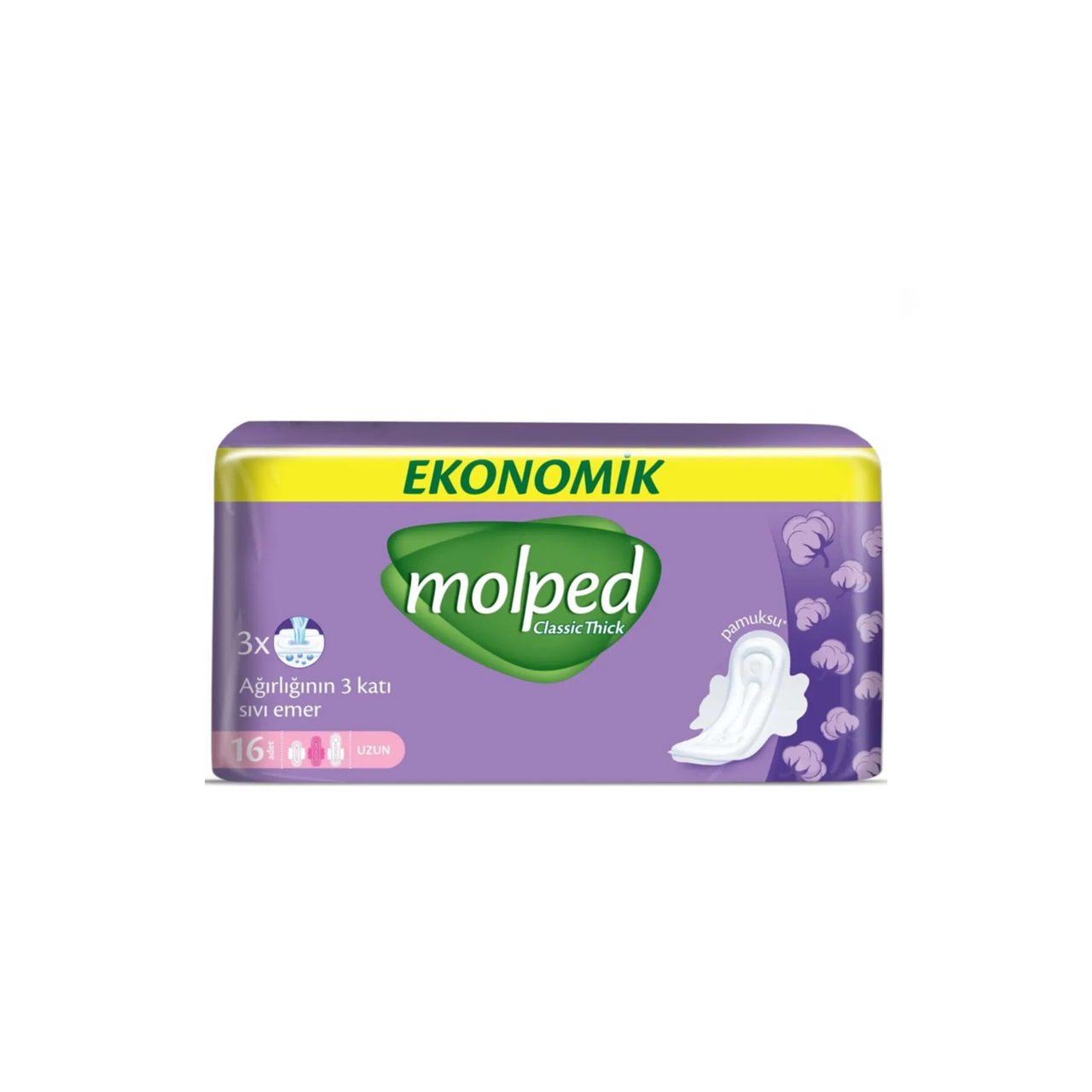 مولبد - فوط نسائية صحية الكلاسيكية السميكة طويلة - عدد 16 فوطة