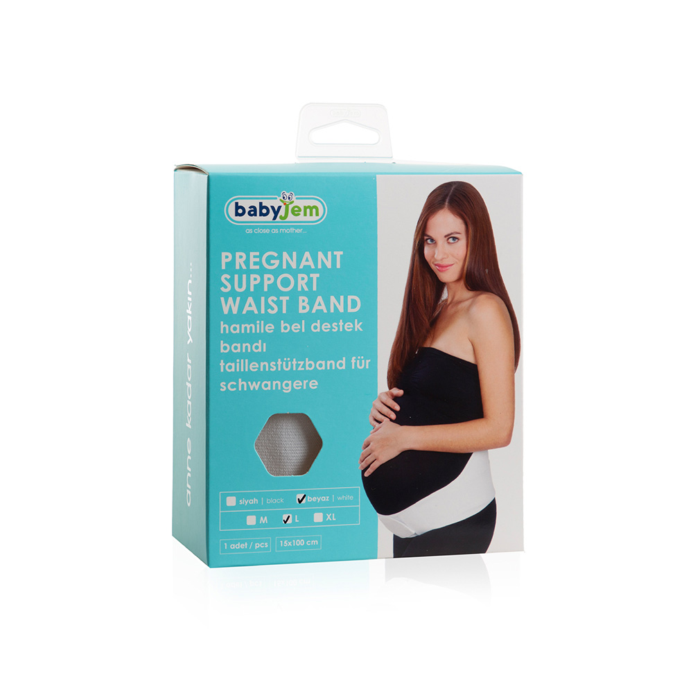 BabyJem - Pregnancy Support Waist Band - White - Size L