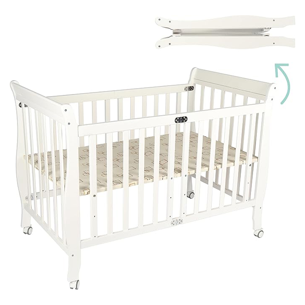 Moon - Wooden Foldable Baby - White
