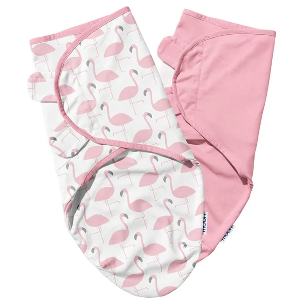 Moon-Set Organic Baby Swaddle2-6months2pcs - Flamingo Print & Pink