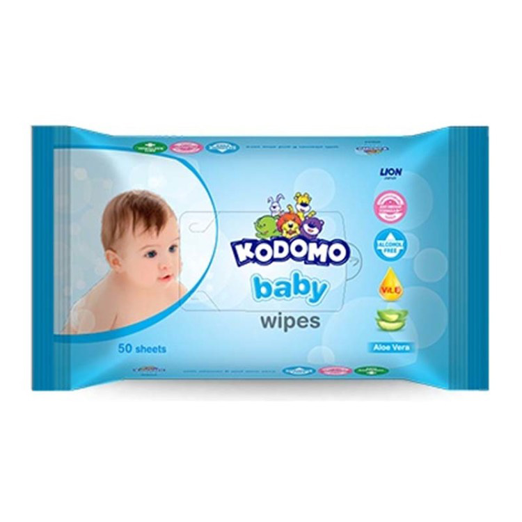 Kodomo - Baby Wipes Aloe Vera 50Psc - Blue