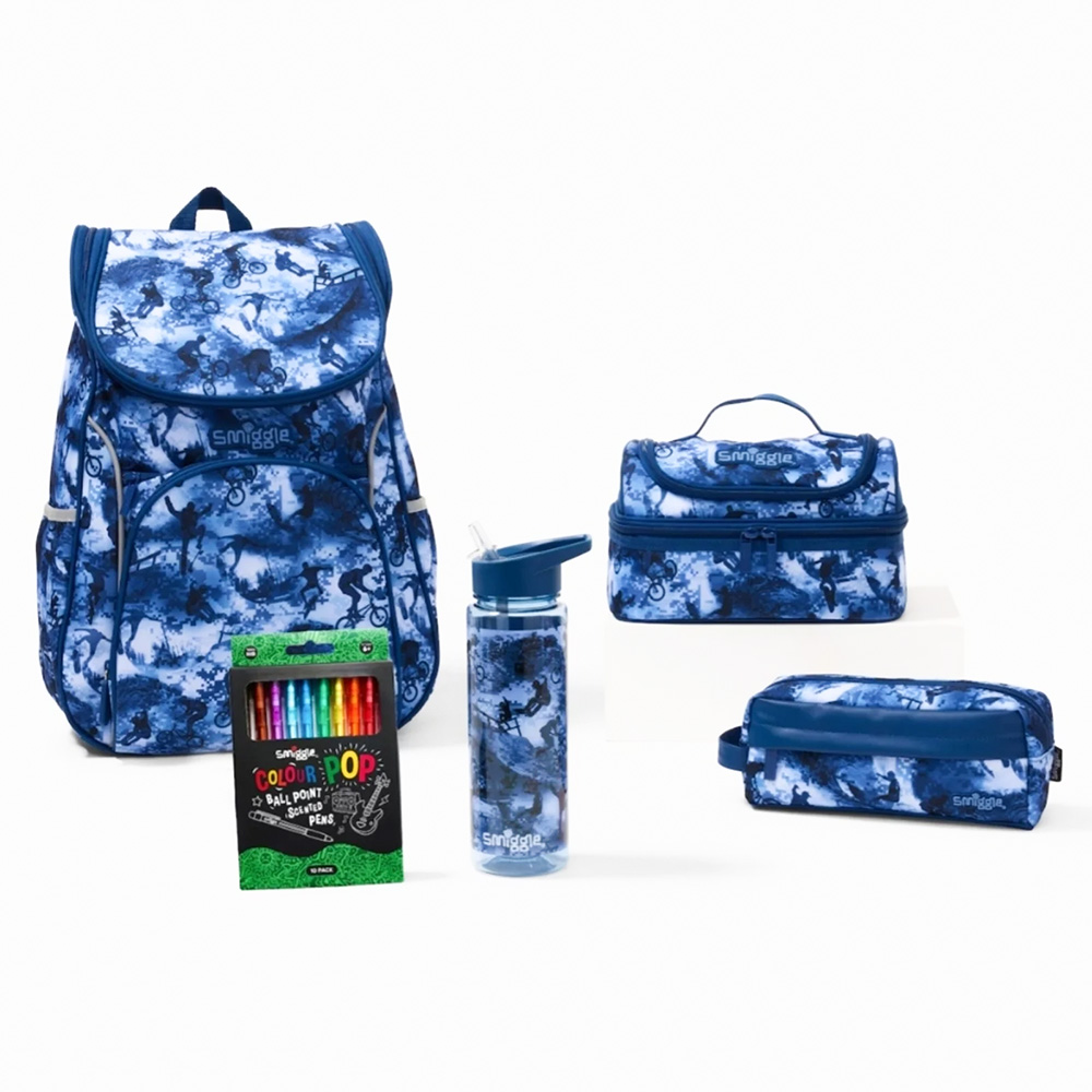 Smiggle - Freestyle 5 Piece Pen Pack School Bundle - Navy