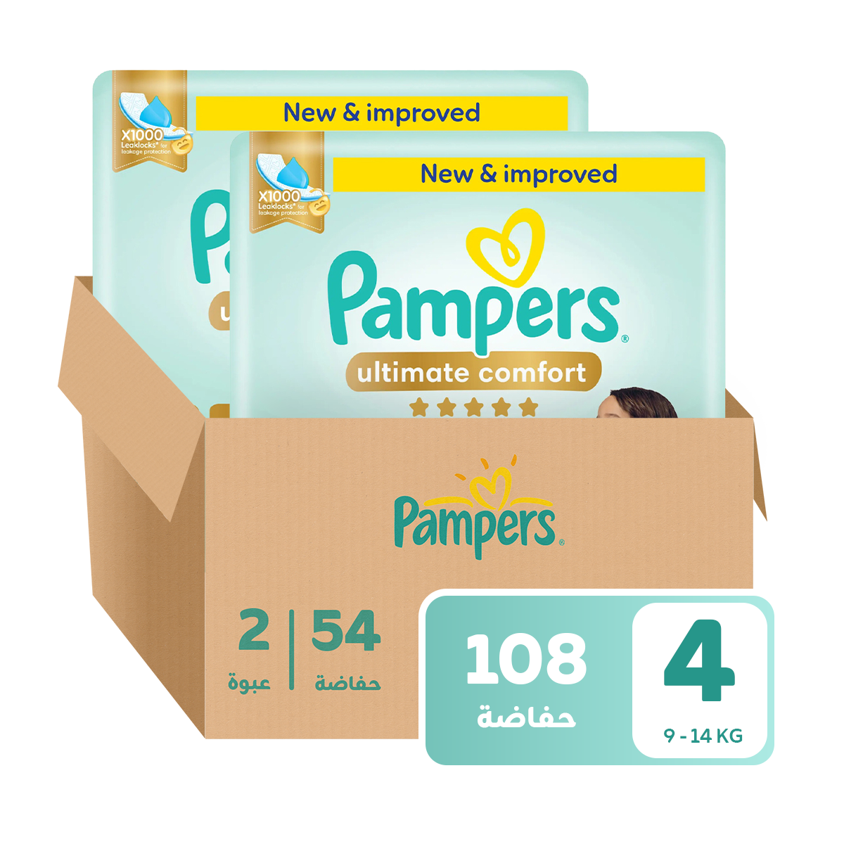 Pampers - Number 4 - diapers saving box, 9 - 14 kg- 108 Diapers