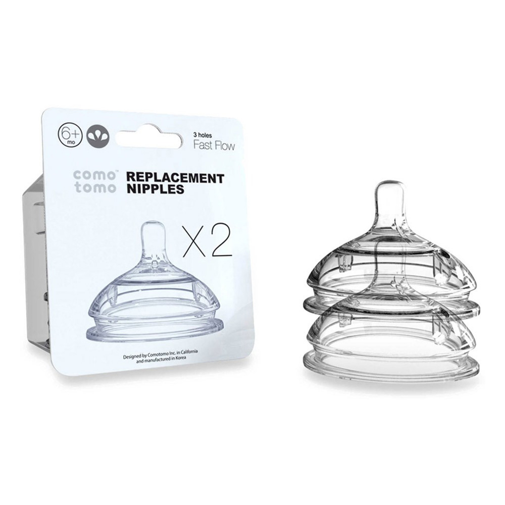 Comotomo - Natural Teat Silicone Napples Transparent 2 pcs - Fast Flow