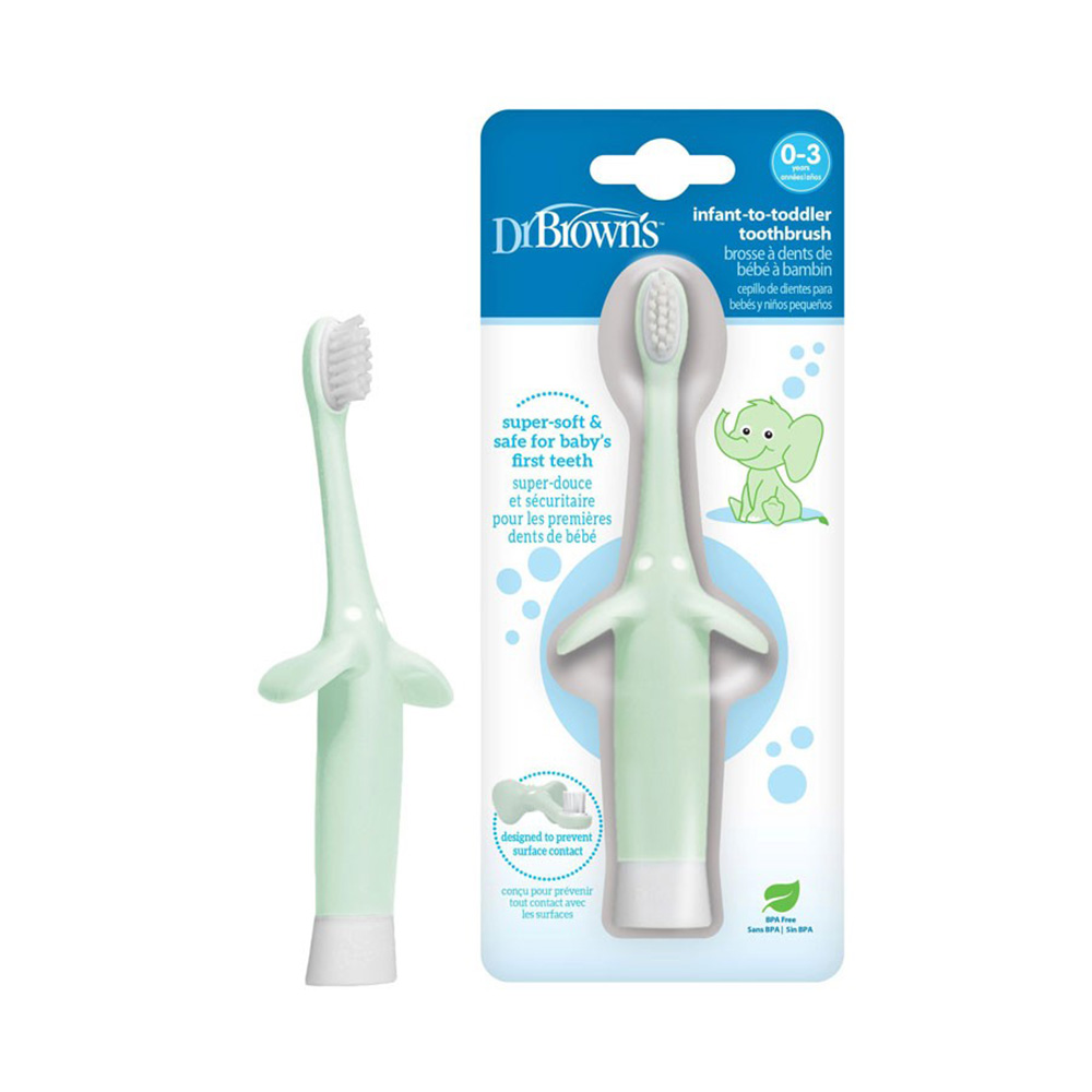 Dr.Brown’s - Infant-To-Toddler Toothbrush Elephant 3-0 months - Green