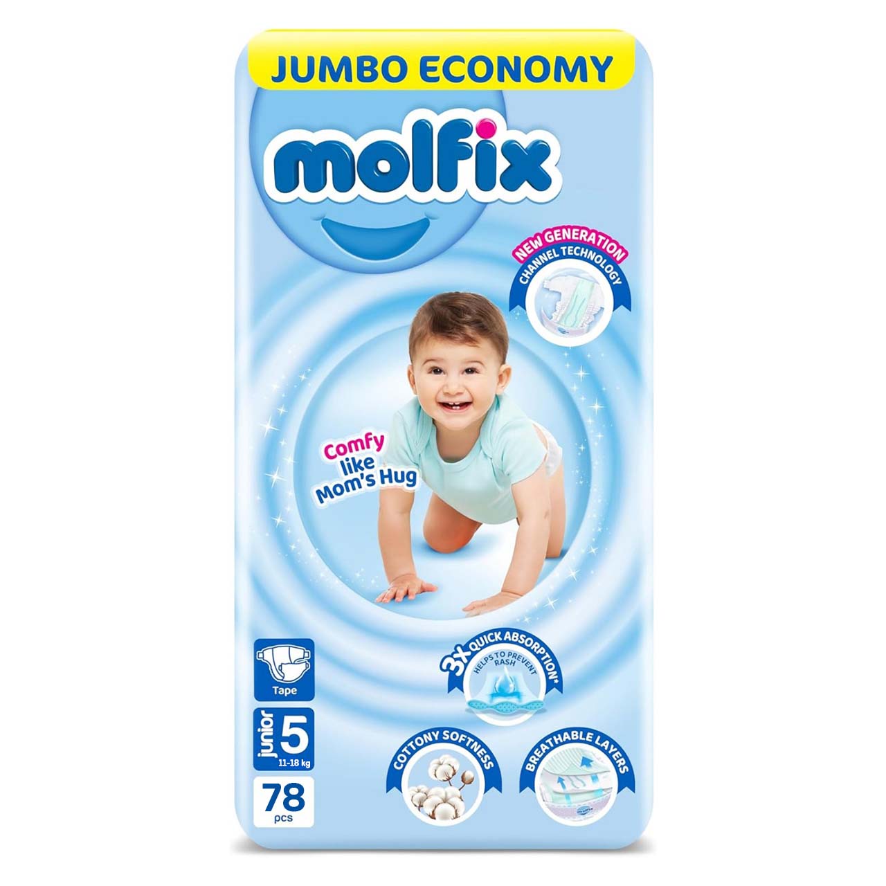 Molfix - Number 5 - Junior Tape Diaper Advantage Pack - 11-18kg - 78 Diapers