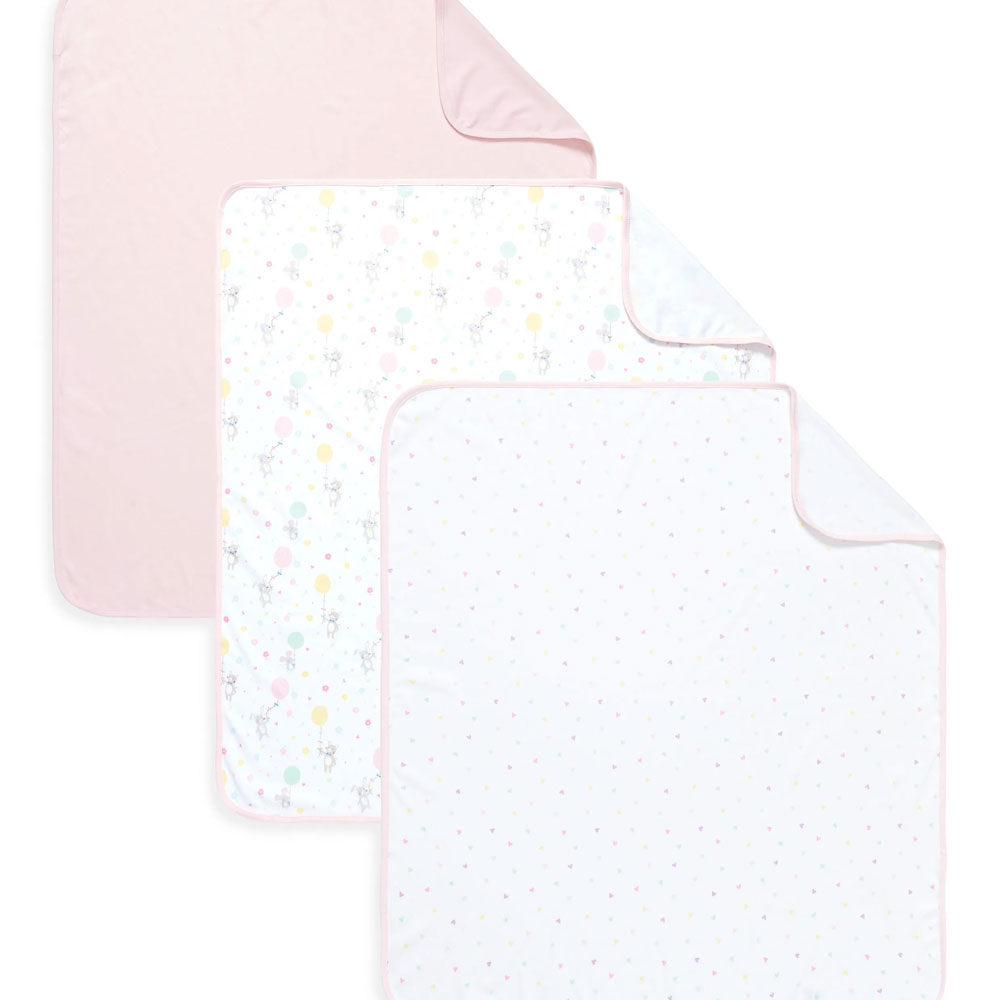 مذركير - بطانية قطنية ناعمة للأطفال - عدد 3 - وردي