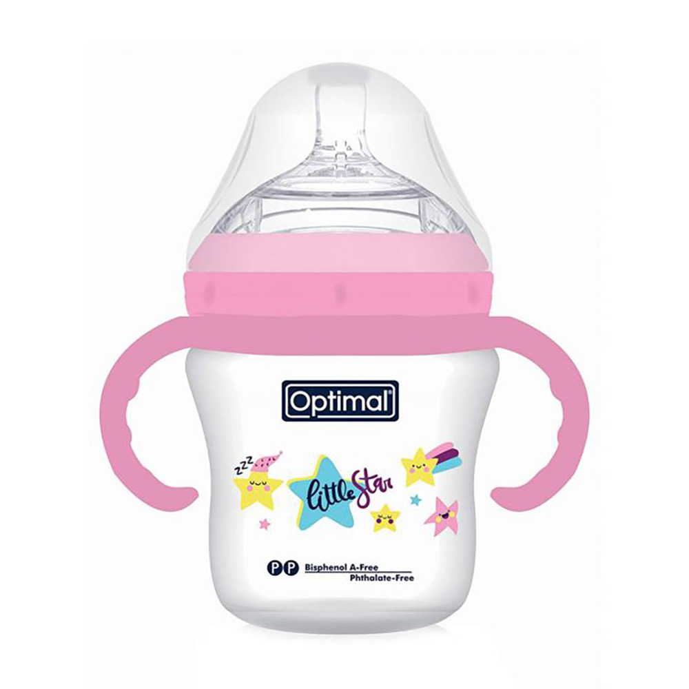 Optimal - Mamila Wide Neck Anti-Colic Baby Bottle 210ml - 6+m - Pink