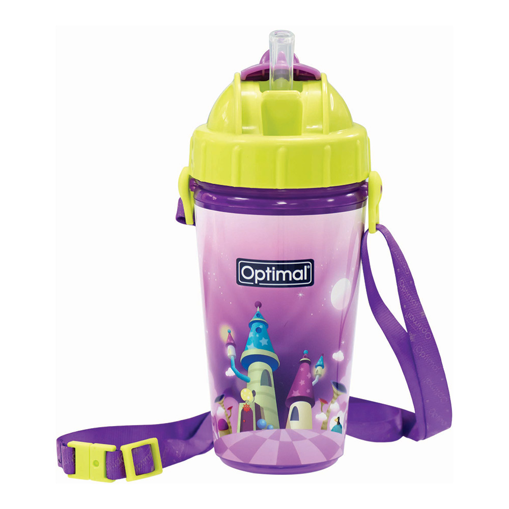 Optimal P.P. insulated straw cup 350ml - Purple