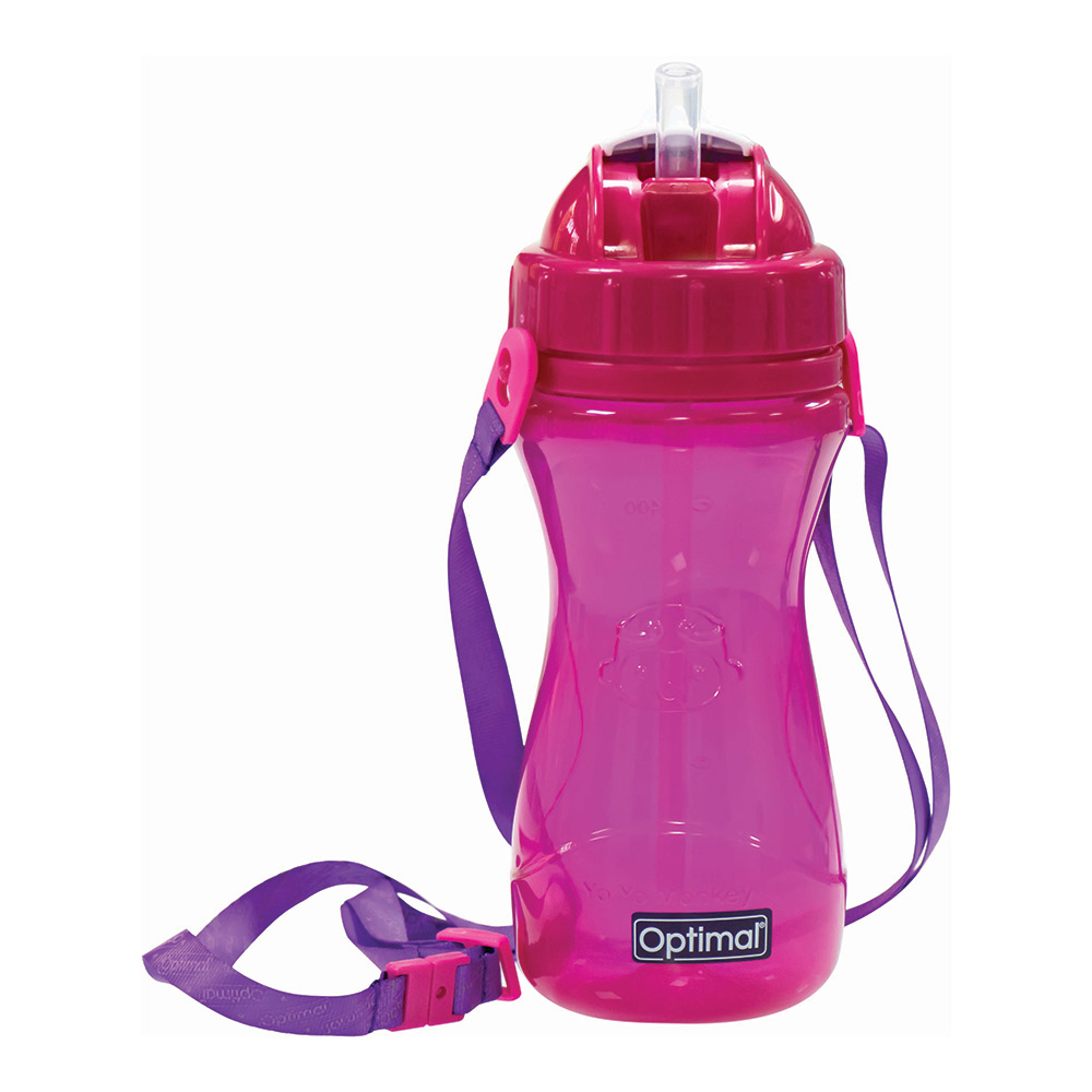 أوبتمال - كوب شرب مع قصبة 12 شهر، 500 مل - وردي