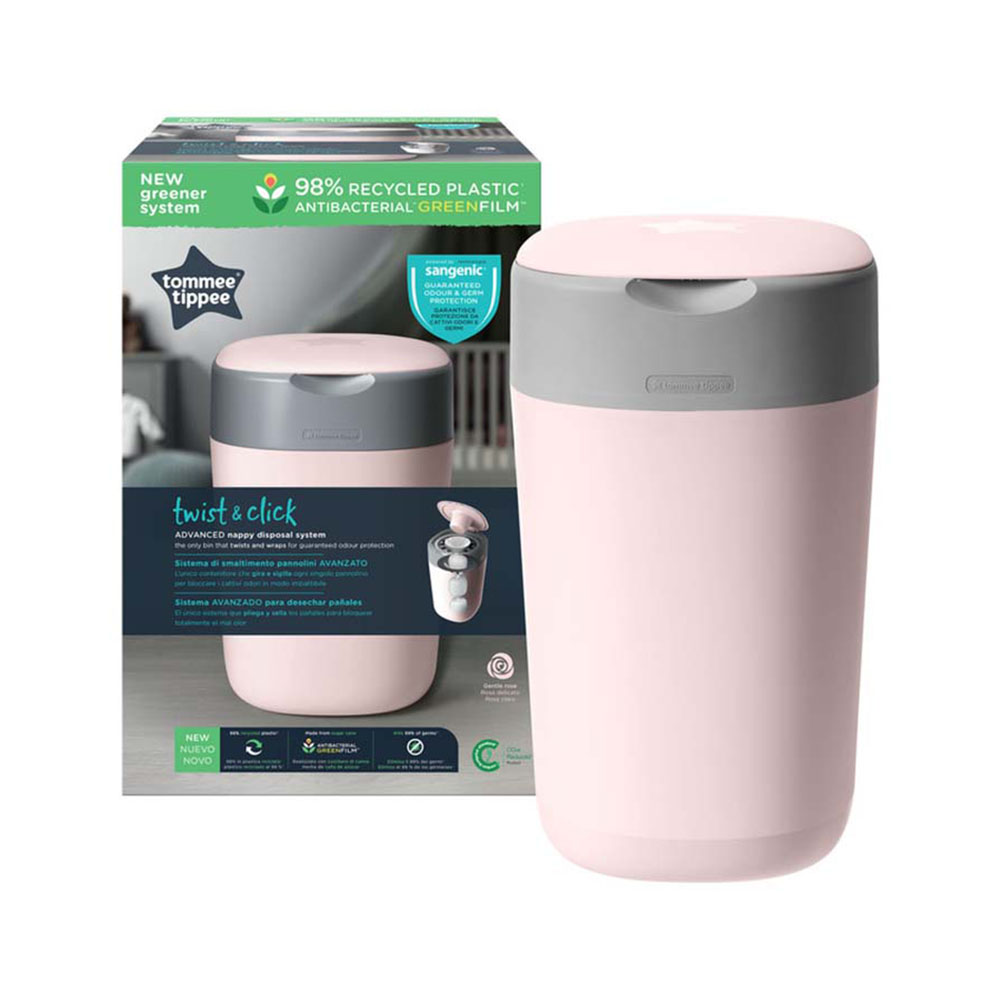 Tommee Tippee سلة التخلص من الحفاضات تويست &كليك  - وردي