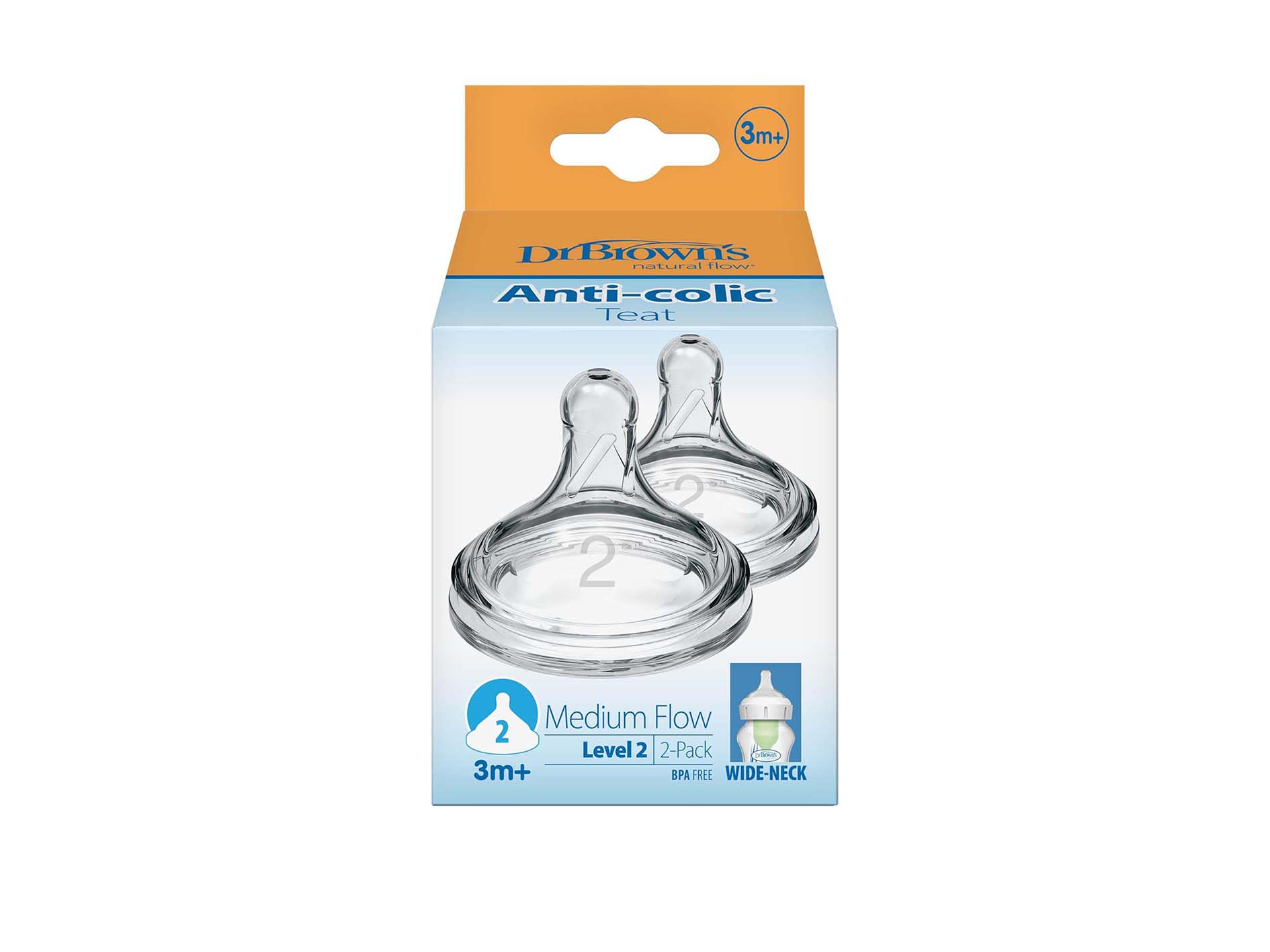 Dr. Browns - Level 2 Wide-Neck Silicone Options+ Nipple 2pcs