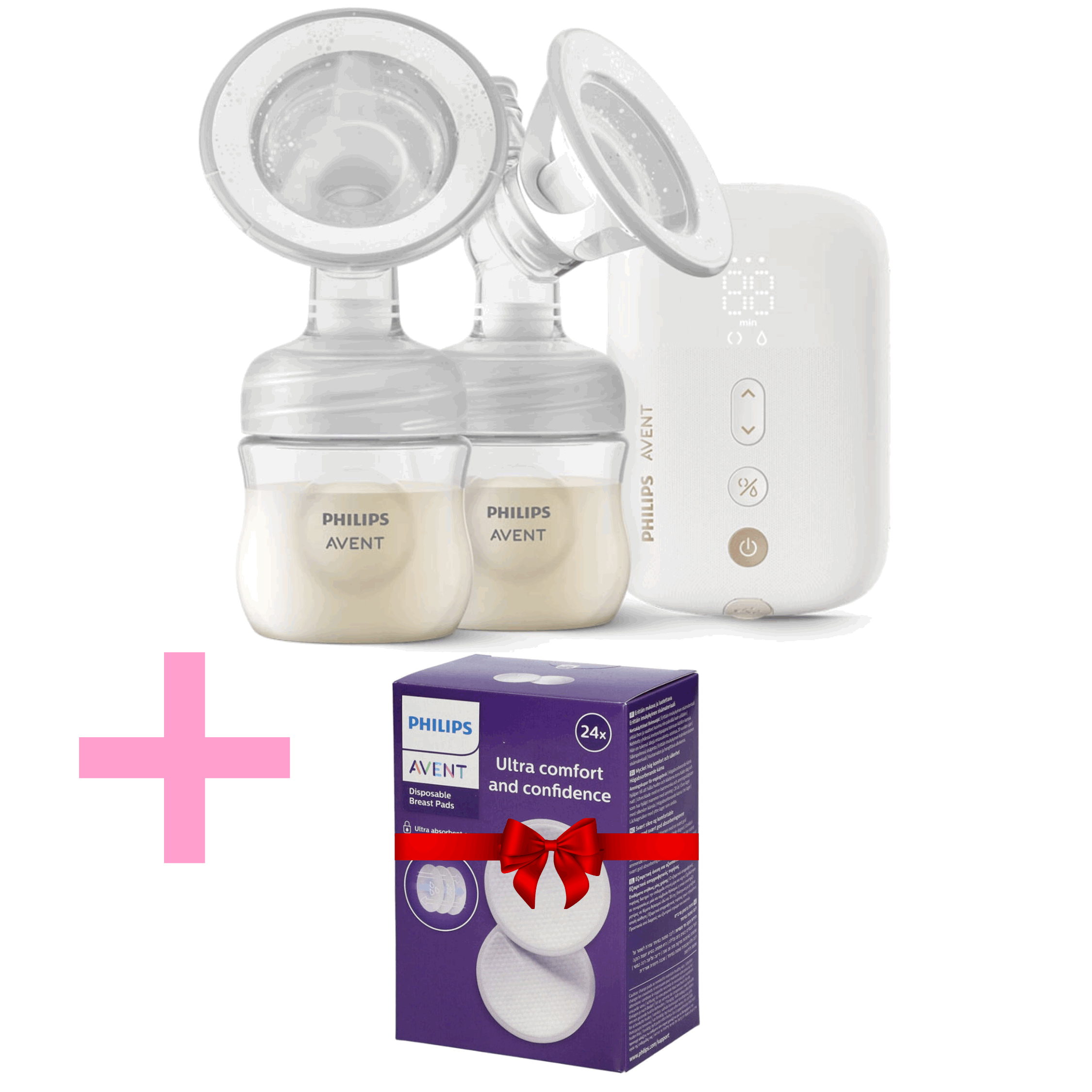 فيلبس أفنت - عرض شفاط الحليب الكهربائي لاسلكي مزدوج + وسادات هدية عدد 24 قطعة