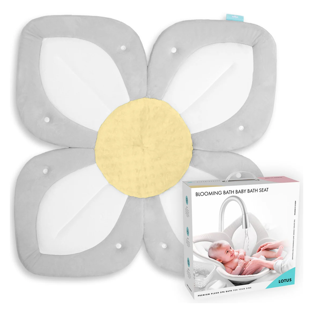 Blooming Bath Lotus with Snaps Gray/White/Yellow